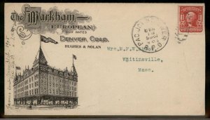 USA 1905 Colorado Markham Illustrated PAC JCT DENVER RPO Cover 99128