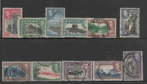 CEYLON #278-289A 1938-52 KING GEORGE VI F-VF USED b