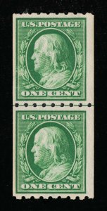 GENUINE SCOTT 390 F-VF MINT OG NH 1910 PERF-8½ SL-WMK COIL LINE PAIR  #12292