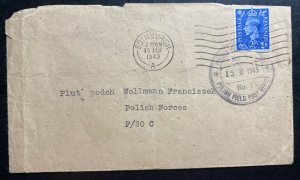 1943 Edinburg Scotland Polish Field Post Office Cover To Polish Forces