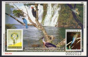 Bolivia 1995 Mi#Bl.216 Birds/Colibri/Falls/Parrot/Rotary International S/S  MNH