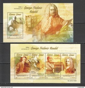 2015 Sierra Leone Great Composer George Frideric Handel 1Kb+1Bl ** St555