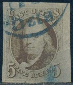 #1 XF USED (APP.) W/ BLUE TOWN CANCEL T.R. CORNER COPY W/ WIDE MARGINS BQ9041