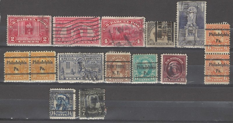 COLLECTION LOT # 3908 USA 15 STAMPS 1913+ CV+$20 (#628 FAULTY)