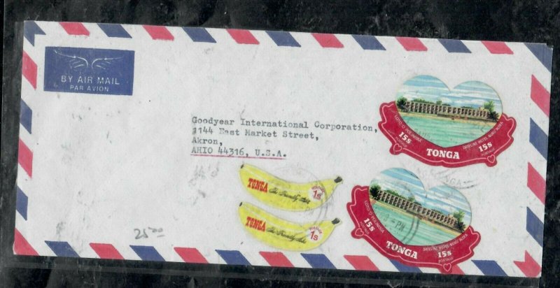 TONGA COVER (PP0301B)   FREE FORM STAMPS X4 A/M COVER TO USA