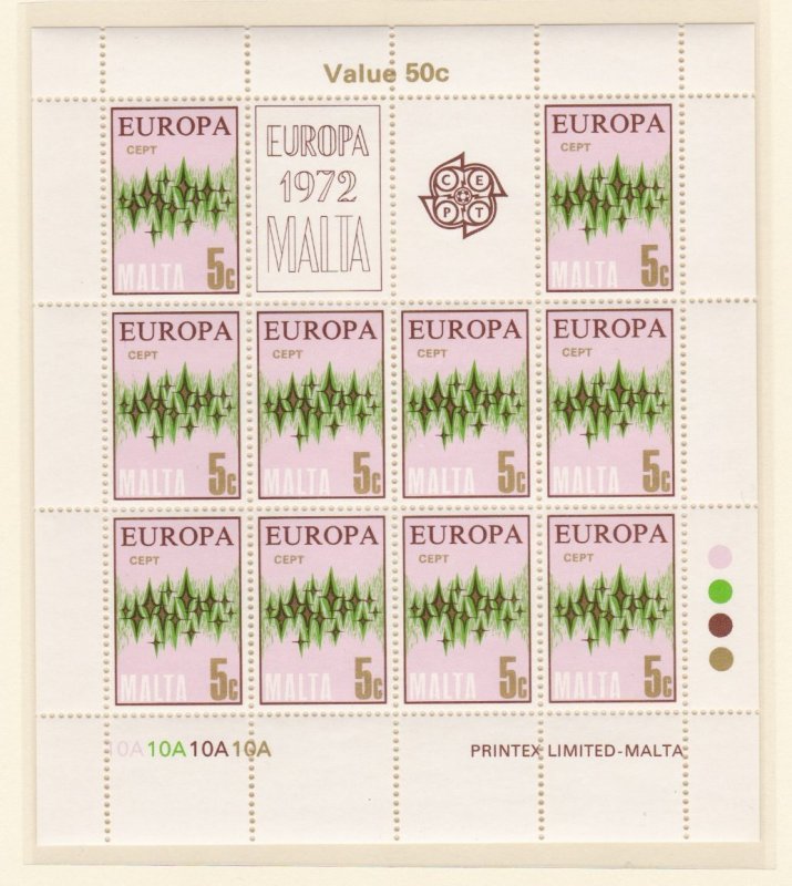 Malta # 450-453, Europa, Full Sheets, Mint NH, 1/2 Cat