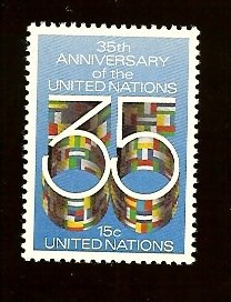 UN NY #322 15c 35 and Flags MNH