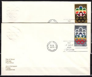 Canada, Scott cat. 623-624. Montreal Olympics issue. 2 First day covers. ^