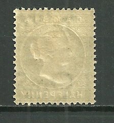 1886 Gambia Embossed ½p Victoria MNH