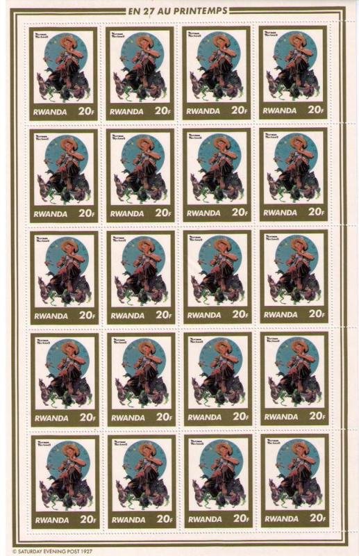 RWANDA Sc# 1027 - 1034 Set8 x 20Sheet Rockwell Paintings cc 