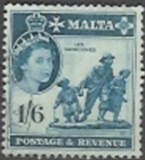 Malta 1956 Queen Elizabeth, 1sh6p, used, Scott #257