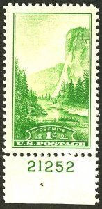 SCOTT  740  YOSEMITE  1¢ PLATE # SINGLE  (BOTTOM)  MNH  SHERWOOD STAMP