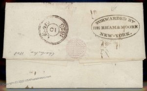 USA 1828 Charleston SC New York Forwarding Agent De Rham MooreCover Transa 92164