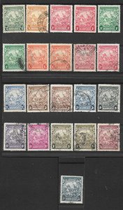BARBADOS 1938-1947 FU SET OF 21 STAMPS WITH EXTRA PERF/COLOUR VARIETIES Cat£41+