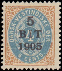 Danish West Indies #40, Complete Set, 1905, Hinged