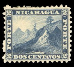 Nicaragua #1 Cat$75, 1862 2c dark blue, without gum as usual, rough perforations