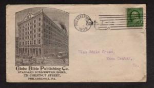 PA Globe Bible Co Stamp Cover PHILADELPHIA Pennsylvania