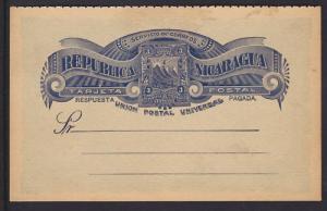Nicaragua H&G 23 mint 1893 3c + 3c Reply Card