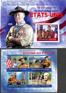 Togo 2010, Scouting in USA 2 s/s, imperforated, MNH