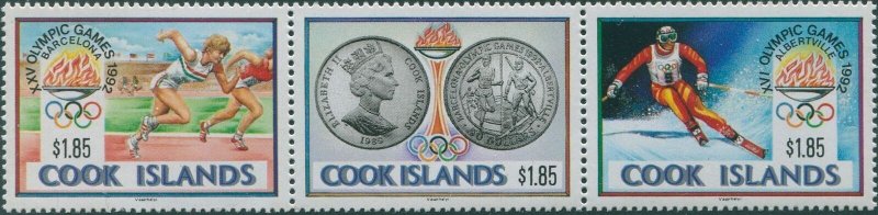 Cook Islands 1990 SG1242a 1992 Olympic Games strip of 3 MNH