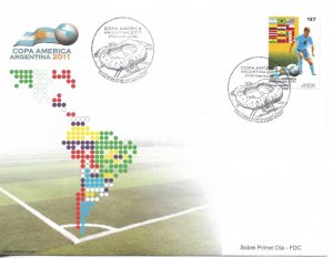 URUGUAY 2011 CUP AMERICA FOOTBALL MAPS FLAGS STADIUM FIRST DAY COVER FDC