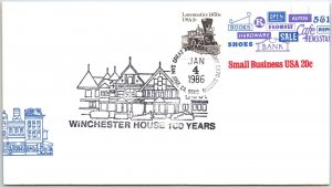 US SPECIAL EVENT POSTMARK COVER 100 YEARS OF WINCHESTER HOUSE SAN JOSE CA 1986 E