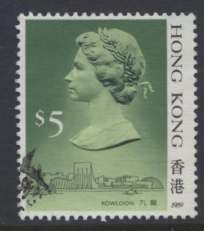 Hong Kong - Scott 501b - QEII - Definitive 1989- FU - Single $5.00c Stamp