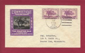 1935 3c CONNECTICUT TERCENTENARY #772-P2, FDC, Ioor