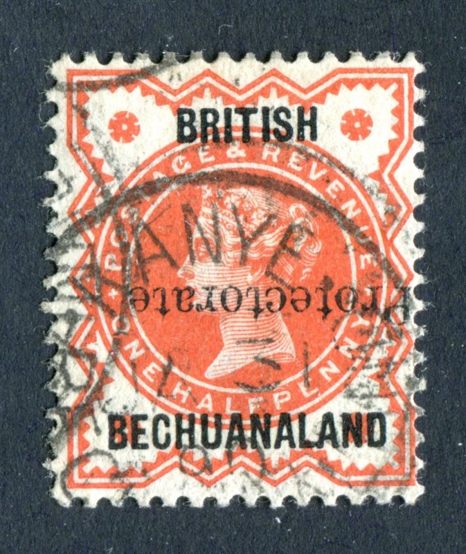 British Bechuanaland Protectorate1890. 1/2d vermilion. Used. OPT INVERTED. SG54a