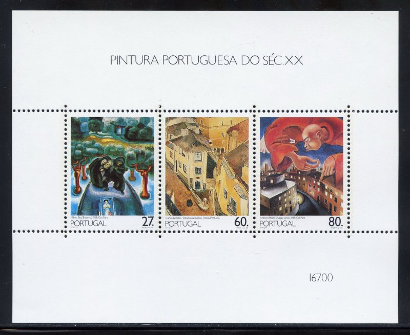 Portugal 1750a MNH, Portuguese Artists Paintings Souvenir Sheet from 1988.