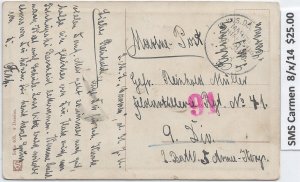 German Marine Schiffpost: SMS Carmen 8/x/1914 (M6484)