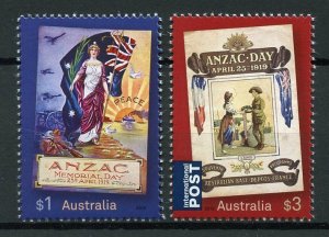 Australia Stamps 2019 MNH WWI WW1 Anzac Memorial Day Flags Military & War 2v Set