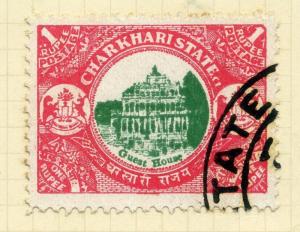 INDIA;    CHARKHARI  1931 early issue fine Mint hinged 1R. value 