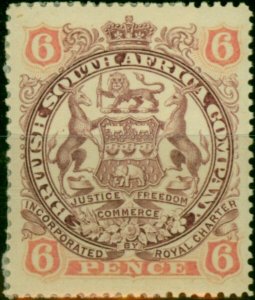 Rhodesia 1897 6d Dull Purple & Pink SG71 Good MM