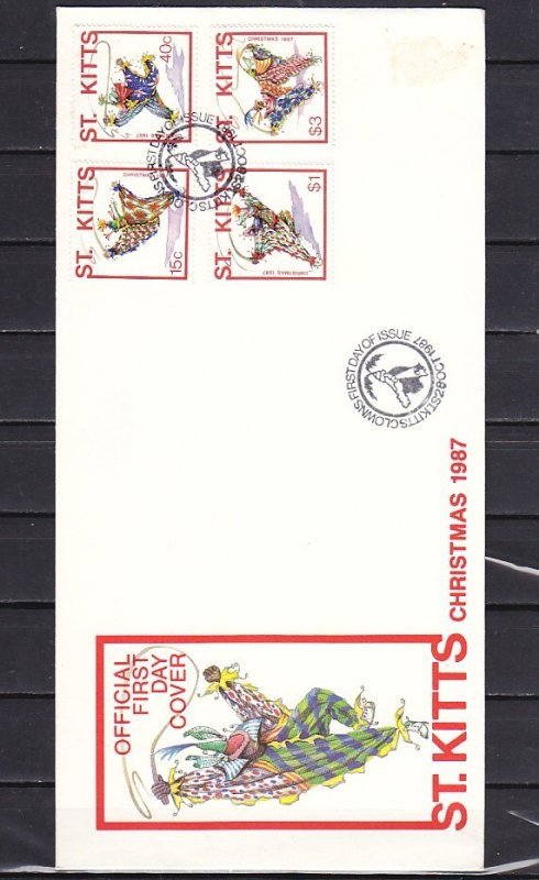 St. Kitts, Scott cat. 215-218. Christmas-Clowns issue. First day cover.^