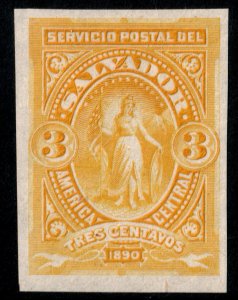 ✔️ EL SALVADOR 1890 - VICTORY IMPERFORATED HBNC SC.40 Mi. 29 MNGAI [001C]