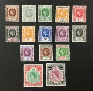 LEEWARD ISLANDS #133-147, 1954 set of 15, QEII,, MNH. CV $67.75. (BJS)