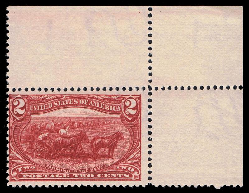 STUNNING GENUINE SCOTT #286 MINT OG NH WIDE CORNER SHEET MARGIN  PRICED TO SELL.