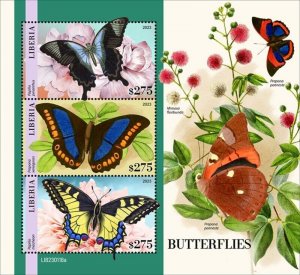 Liberia - 2023 Butterflies, Old World Swallowtail - 3 Stamp Sheet - LIB230118a