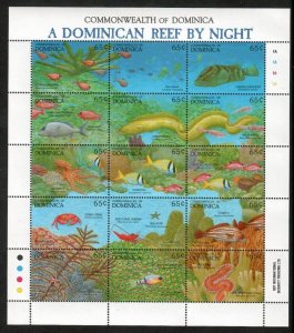 Dominica 1992 - Marine Life Reef By Night - Sheet of 15 stamps Scott #1478 - MNH