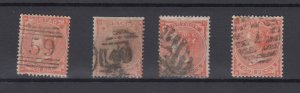 GB QV 1862 4d Vermillion Collection Large Garter SG79/80/81/82 Fine Used BP9659