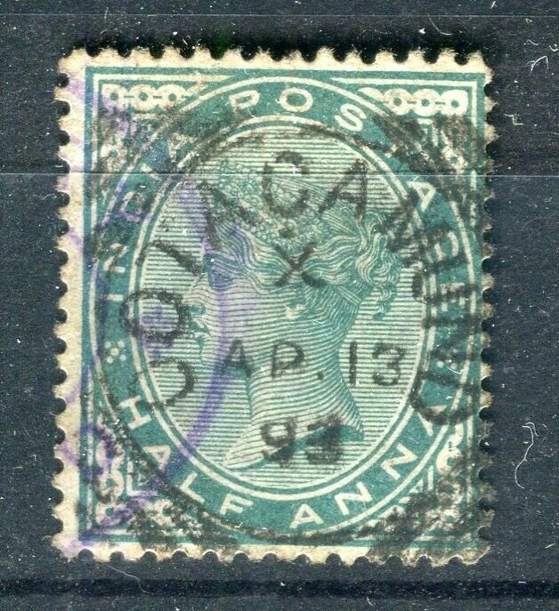 INDIA; 1890s early classic QV issue fine used 1/2a. value Postmark Oootacamund