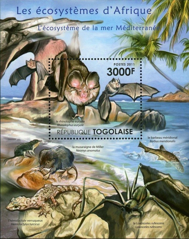 Ecosystem of Mediterranean Sea Stamp Rhinolophus Euryale S/S MNH #4232 / Bl.651 