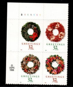 ALLYS US Plate Block Scott #3249-52 32c Holiday Wreaths [4] MNH F/VF [STK]