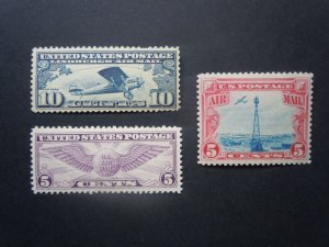 1927-30 C10 C11 C12 Airmails MNH OG VF CV $40.00 #4c Includes New Mounts