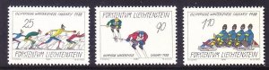 Liechtenstein 877-79 MNH 1988 Winter Olympics Calgary Full Set Very Fine