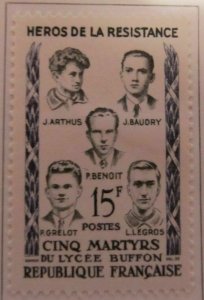 Martyrs du Lycée Buffon France 1959 15fr fine MH* A16P6F267-