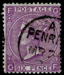 SG109, 6d mauve plate 9, FINE USED, CDS. Cat £90. GF 