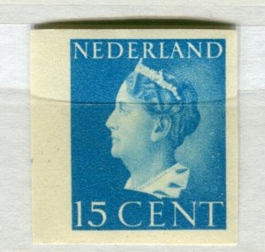 NETHERLANDS; 1940 early Wilhelmina issue IMPERF VARIETY Mint MNH 15c. unmounted