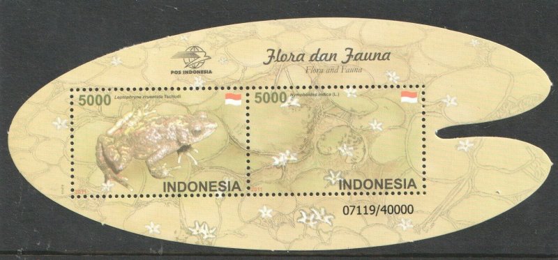 2011  INDONESIA - SG: MS 3468  - FIRETOAD & WATERLILY -  UNMOUNTED MINT